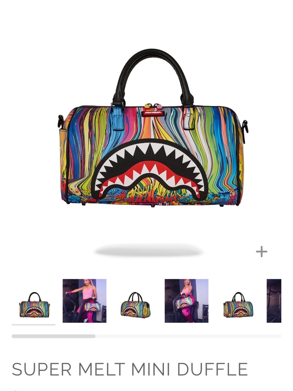 Sprayground Multicolor Melt Shark-Mouth Mini Duffle - Black Handles
